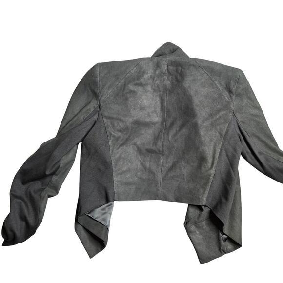 Alice + Olivia Black Harvey Open Front Suede Cropped Jacket Size: M - Picture 8 of 8